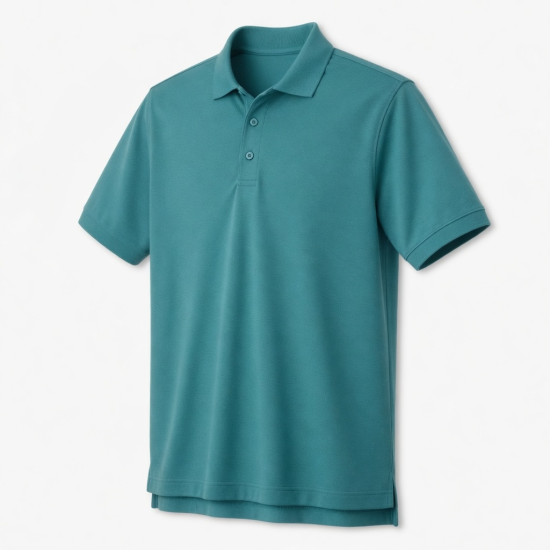 Men's Short Sleeve Performance Polo Teal Cotton Blend