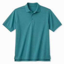 Men's Short Sleeve Performance Polo Teal Cotton Blend