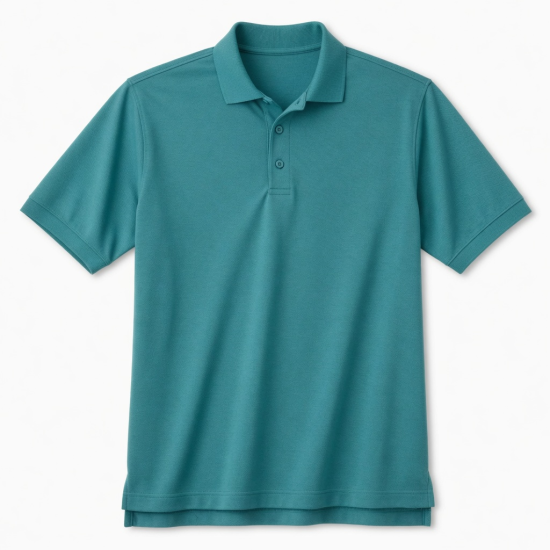 Men's Short Sleeve Performance Polo Teal Cotton Blend