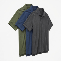 Men's Bundle of 3 Short Sleeve Slub Polo Shirt