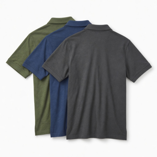 Men's Bundle of 3 Short Sleeve Slub Polo Shirt