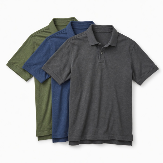 Men's Bundle of 3 Short Sleeve Slub Polo Shirt