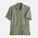 Men's Short Sleeve Washable Linen Camp Shirt in Sage Green Org 70