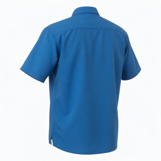Men's Fishing Shirt Blue Short Sleeve Extra Outdoor