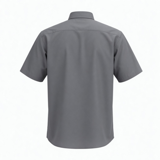 Men's Short Sleeve Cotton Button Up Gray Shirt