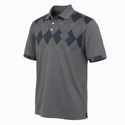 Men's Golf Polo shirt Gray Argyle Diamond Short Sleeve