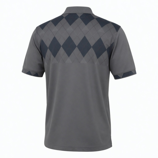 Men's Golf Polo shirt Gray Argyle Diamond Short Sleeve