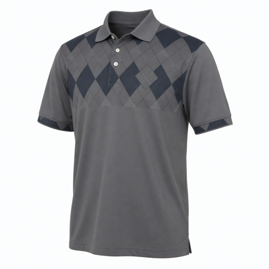 Men's Golf Polo shirt Gray Argyle Diamond Short Sleeve