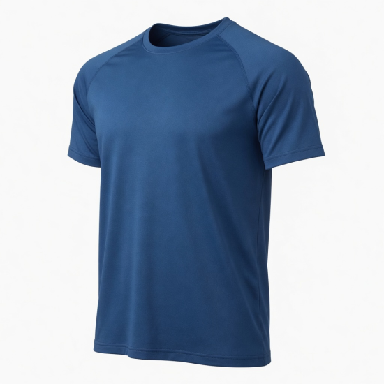 Men's Blue Seamless Activewear Short Sleeve T-shirt