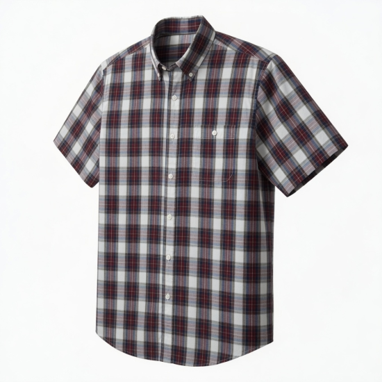 Men's Short Sleeve plaid button down shirt
