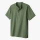 Men's Crew Neck 1/4 Button Short Sleeve Green Casual Shirt