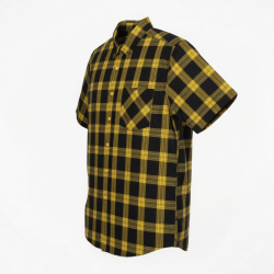 Men's Black and Yellow Check Short Sleeve Shirt