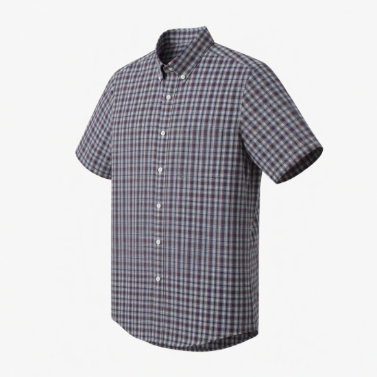 Men's Short Sleeve Button Front Check Shirt