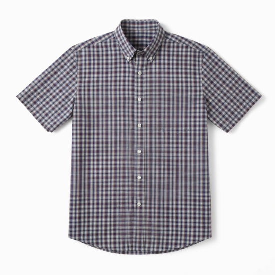 Men's Short Sleeve Button Front Check Shirt