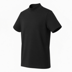 Men's Black Short Sleeve Mock Neck Tee