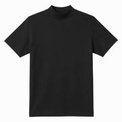 Men's Black Short Sleeve Mock Neck Tee