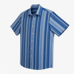 Men's Short Sleeve Button Up Shirt Blue Multi Striped