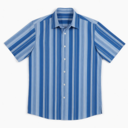 Men's Short Sleeve Button Up Shirt Blue Multi Striped
