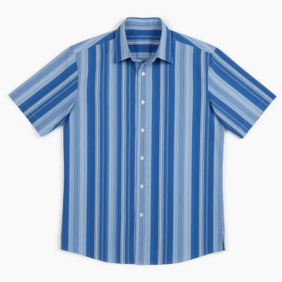 Men's Short Sleeve Button Up Shirt Blue Multi Striped