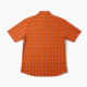 Men's Orange Plaid Button Down Short Sleeve Shirt Casual Cotton