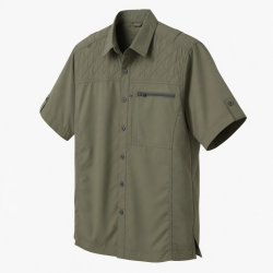 Men's Short Sleeve Quilted Shoulder Fishing Shirt