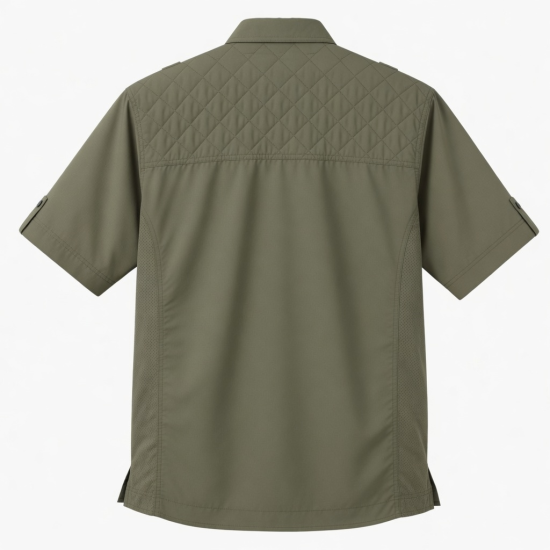 Men's Short Sleeve Quilted Shoulder Fishing Shirt