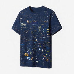 Men's T-shirt City Nightscape 15 LONG Short Sleeve