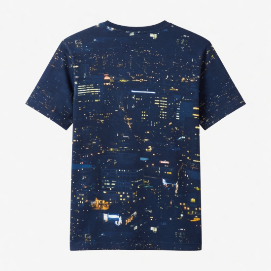 Men's T-shirt City Nightscape 15 LONG Short Sleeve