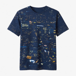 Men's T-shirt City Nightscape 15 LONG Short Sleeve