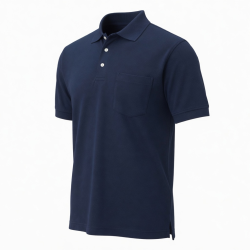 Men's Navy Polo Shirt Short Sleeve Collared Solid Knit Button