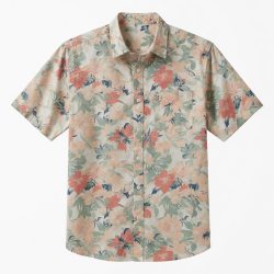 Men's Button-Up Shirt Floral Performance Short Sleeve Collared Shirt