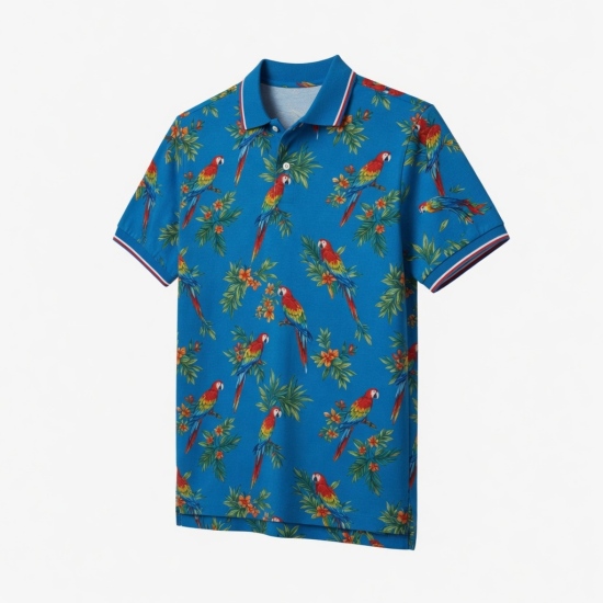 Men's Tropical True Macaws Rocket Launcher Short Sleeve Polo