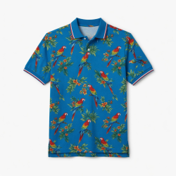Men's Tropical True Macaws Rocket Launcher Short Sleeve Polo