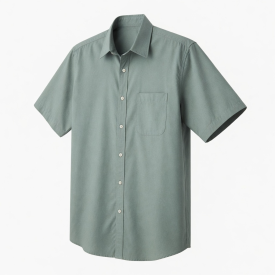 Men's Shirt – Green/Grey Short Sleeve Button Up