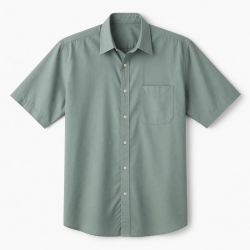 Men's Shirt – Green/Grey Short Sleeve Button Up