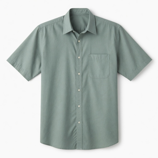 Men's Shirt – Green/Grey Short Sleeve Button Up