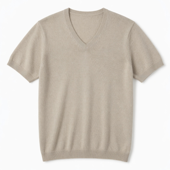 Men's Short Sleeve V-Neck Summer Knit Lightweight