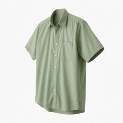 Men's Short Sleeve Button Casual Cotton Shirt - Distinctive Details