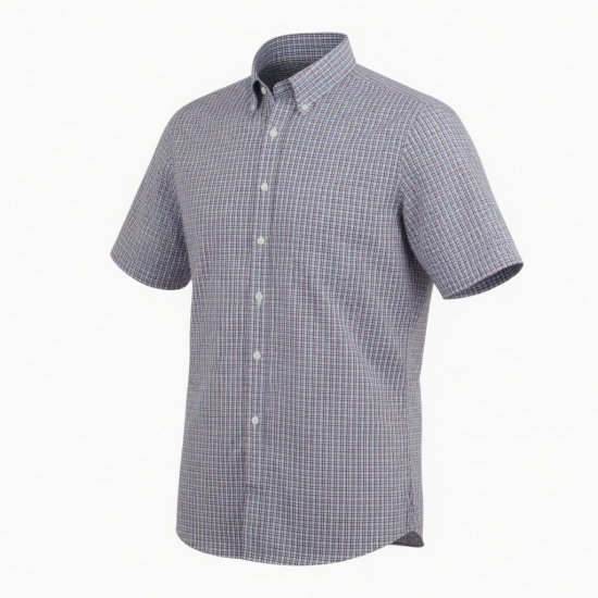 Men's Short Sleeve Check Classic Fit Cotton Shirt