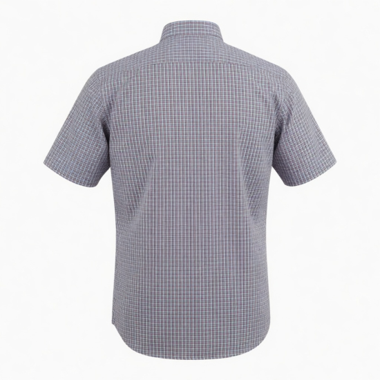 Men's Short Sleeve Check Classic Fit Cotton Shirt