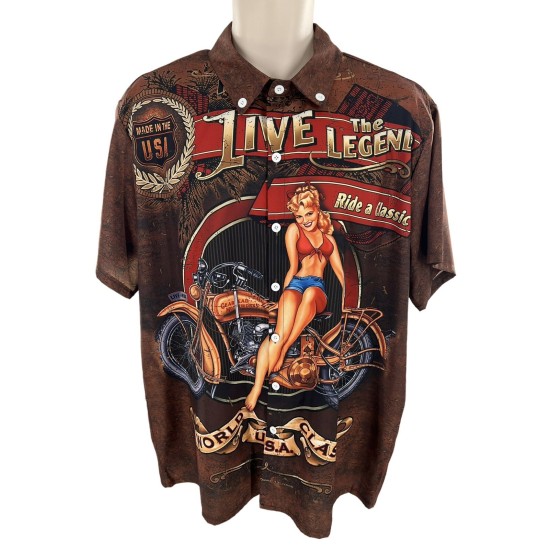 Men's Silk Short Sleeve Button Up Shirt Brown