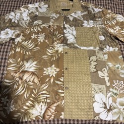 Men's Silk Short Sleeve Button Up Shirt Brown