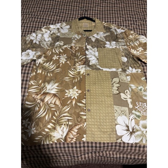 Men's Silk Short Sleeve Button Up Shirt Brown