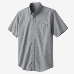 Men's Short Sleeve Button Gray Print Shirt