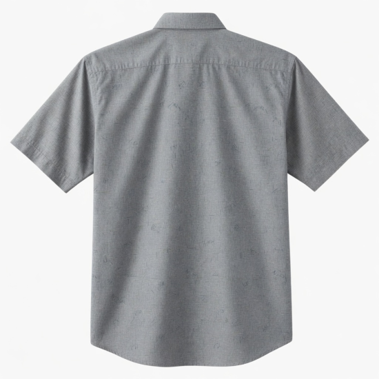 Men's Short Sleeve Button Gray Print Shirt