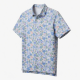 Men's Short Sleeve Polo Shirt Floral Print Logo White
