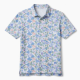 Men's Short Sleeve Polo Shirt Floral Print Logo White