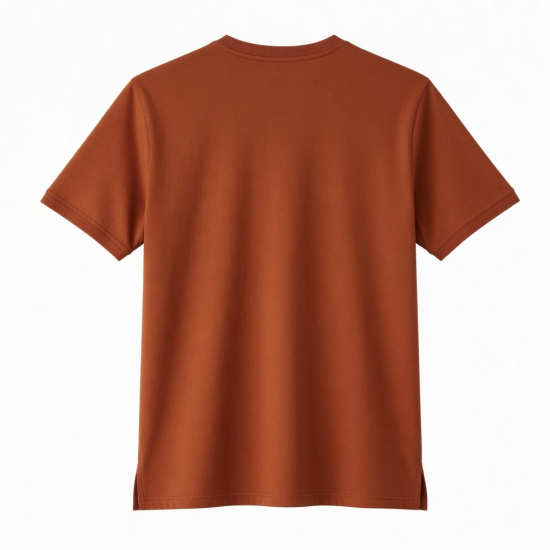 Men's Henley Shirt Burnt Orange Short Sleeve