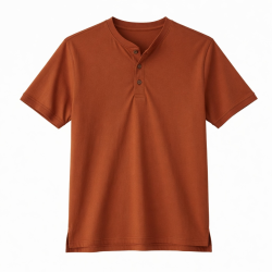 Men's Henley Shirt Burnt Orange Short Sleeve