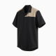 Men's Circa Button Shirt Black & Beige Short Sleeve 100% Silk